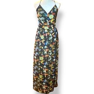 LuLus Elegant Floral V-Neck Maxi Dress size Small
